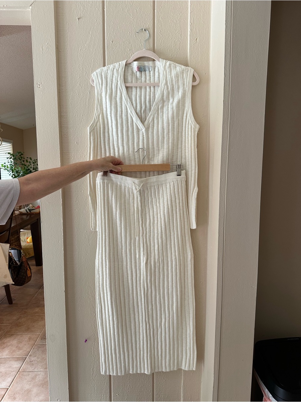 NEW EXCELLENT FREE PEOPLE VEDA SWEATER SET WOW IVORY M